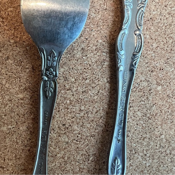 National Silver Co Dynasty II Flatware 4 Salad Forks Pierced Stainless Japan - Picture 5 of 5